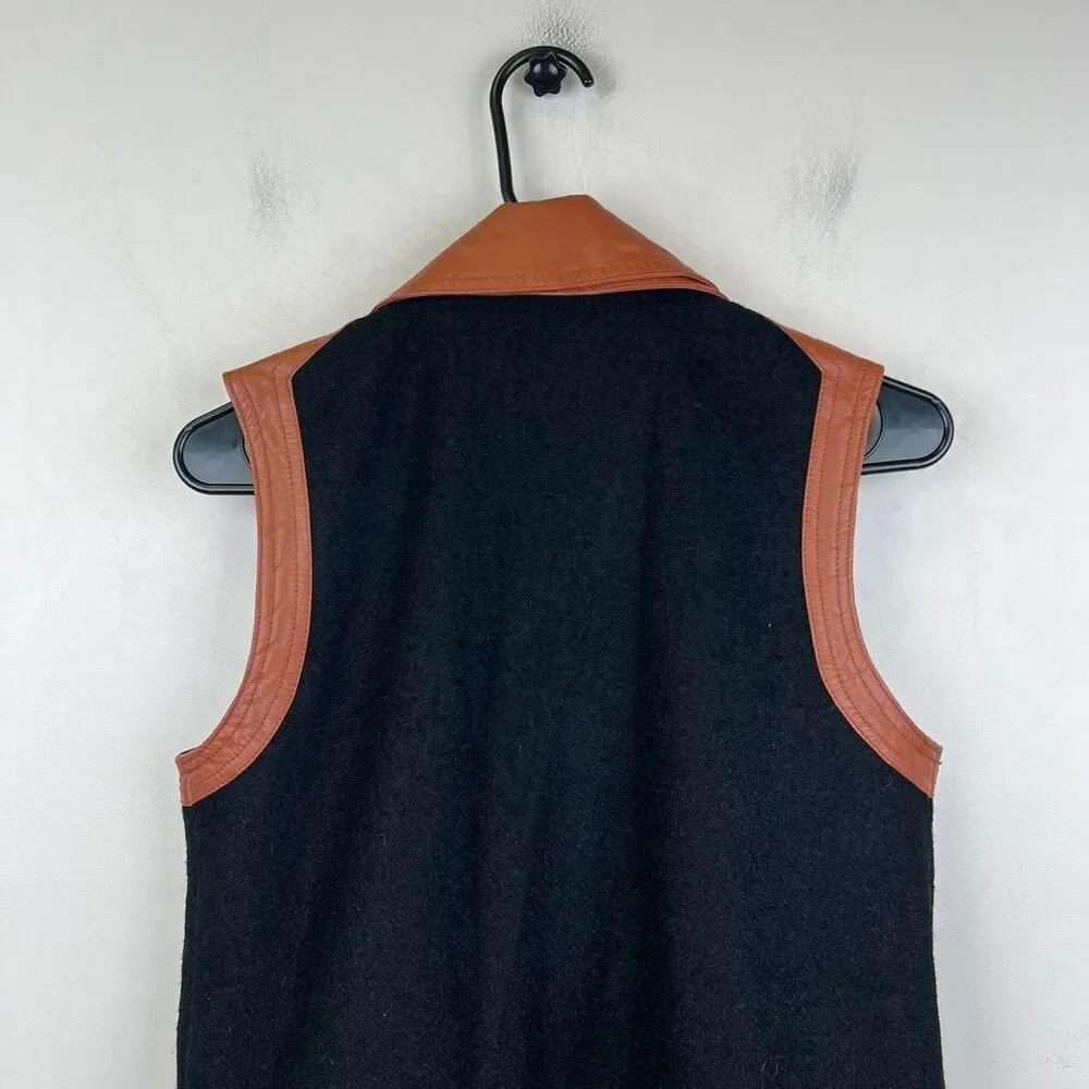 Mural Brown Leather Vest Size S